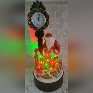 Costco Santa Holiday Clock with LED Lighted Christmas Tree In Original Box
